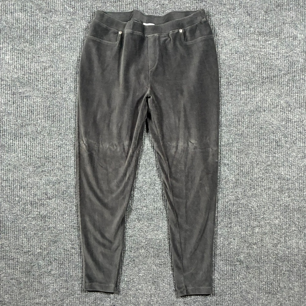 Calvin Klein Womens Corduroy Pants Size 0X Gray Stretch Skinny Pull On High Rise